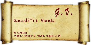 Gacsári Vanda névjegykártya